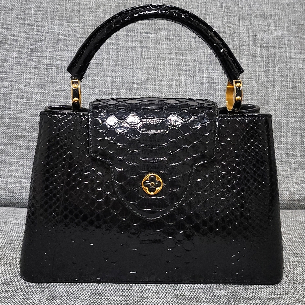LOUIS VUITTON RARE Black Python Capucines Handbag BB - Picture 3 of 12